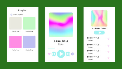 Display application charts for the most popular songs. Music playlist Template with green background - obrazy, fototapety, plakaty