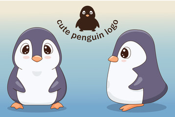 Fototapeta premium Cute baby penguin character cartoon flat style, Woodland, Print Design, vector illustrations