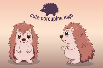 Cute baby hedgehog character cartoon flat style, Woodland, Print Design, vector illustrations