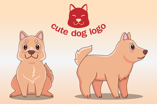 Cute baby dog character cartoon flat style, Woodland, Print Design, vector illustrations