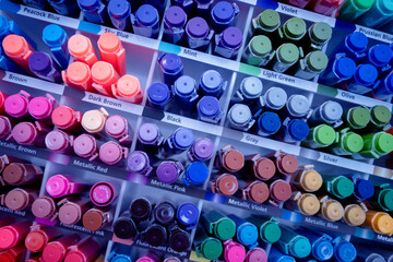 Background of lots assorted colorful marker pen set
