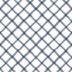 Gingham seamless pattern. watercolor plaid diagonal stripes, Vector checkered paint brush lines. Tartan texture for spring picnic table cloth, shirts, plaid, clothes, blankets, paper.