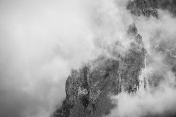 View on the Sella group in a cloudy day - Val Gardena, Dolomites
