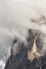 View on the Sella group in a cloudy day - Val Gardena, Dolomites