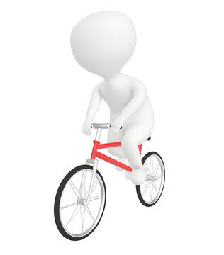 3d character , man riding a bicycle