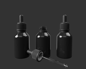 Product cosmetic dropper bottle,3d render mockup.