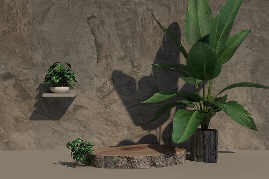 Podium display scene for cosmetic product and packate,3d render.