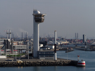 control tower in the harbour of le havre in france