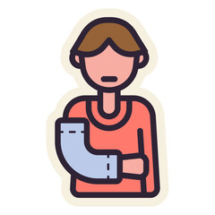 man with bone fracture hand sticker