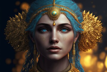 Goddess of Zodiac - Virgo. Generative AI, non-existent person. 