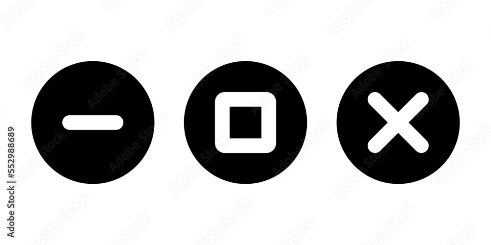 Poster minimize, maximize, and close button icon vector. elements of mobile app window