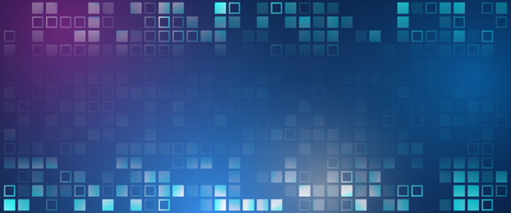 Modern abstract geometric background for banner or presentation. Blue mosaic consisting of squares on a dark background.