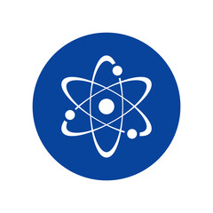 Science atom icon vector isolated on circle background