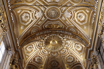 Fototapeta na wymiar Santa Maria dell'Anima Church Golden Ceiling Close Up in Rome, Italy
