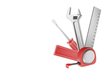 Building red measuring tool om white background