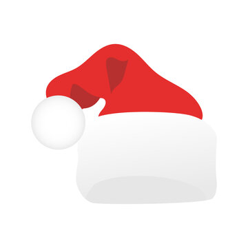 Santa Claus hat or Christmas red cap with hairy edges isolated on transparent background. PNG file.