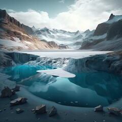 Stunning glacier , winter sea, fjord, AI art