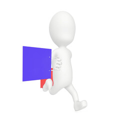 3d character running with bags on both of his hands