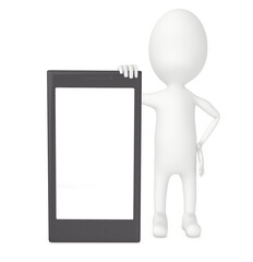 3d character presenting a smartphone