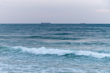 Winter Sea View at Sunrise Light
