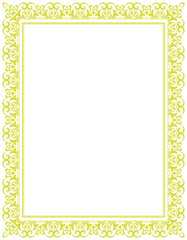 Decorative frame Elegant vector element for design in Eastern style, place for text. Floral yellow and white border. Lace illustration for invitations and greeting cards