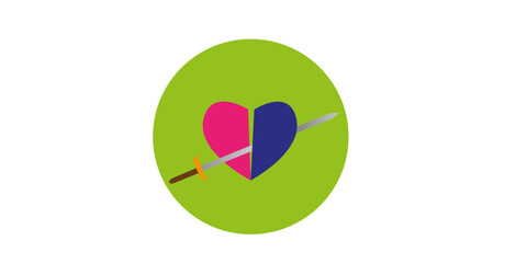 green background with heart shape and bubbles