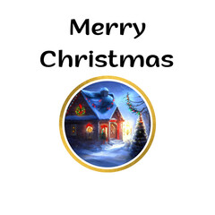Text "Merry Christmas" with Christmas illustration isolated on a white background. Generative AI