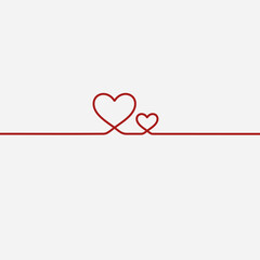 white background with two red hearts, love concept,vector illustration