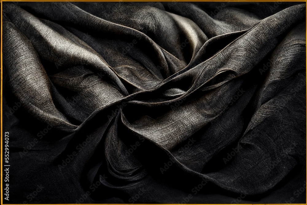 Poster a black and gold frame with a black fabric background that is slightly wrinkled and slightly wrinkle