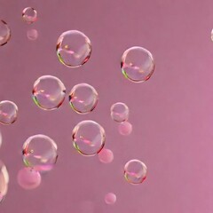 soap bubbles isolated on pink background
