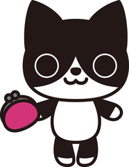 ハチワレのネコ＆お財布（Cat, Wallet）