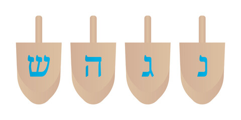 Hanukkah Wooden Dreidel Four Sides