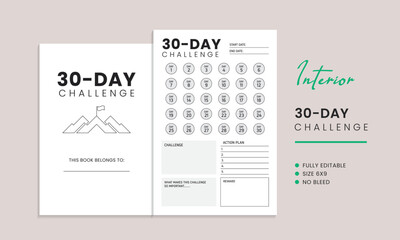 30 Day Challenge Tracker Kdp Interior Template