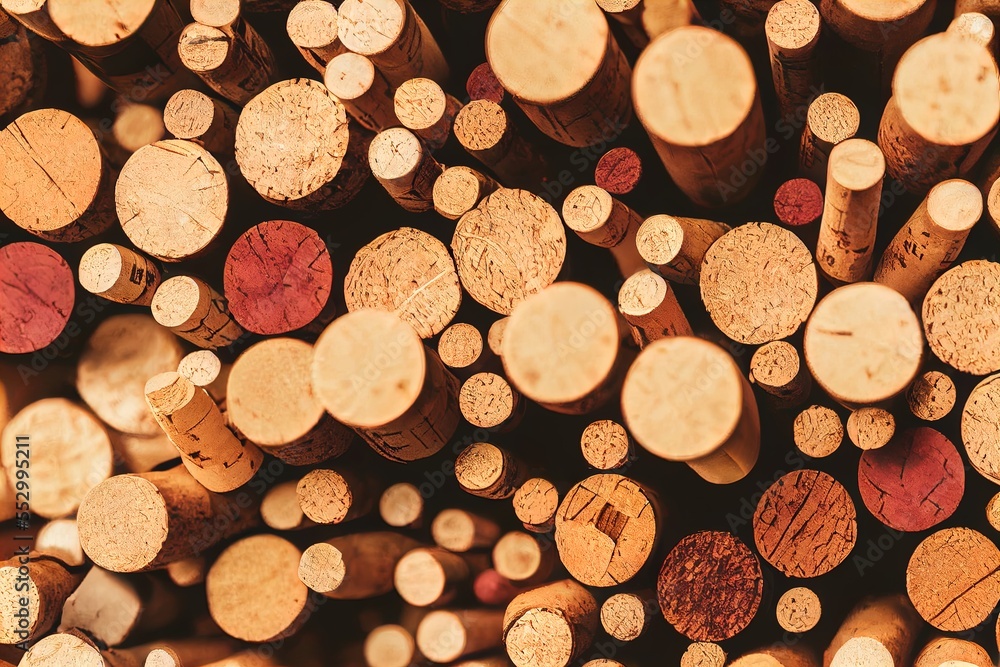 Aufkleber a pile of wood logs stacked on top of each other with red and yellow circles on them and a red circl