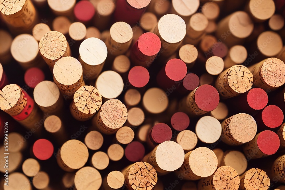 Aufkleber a close up of a bunch of wine corks with red and white circles on them and a red dot on the top. gen