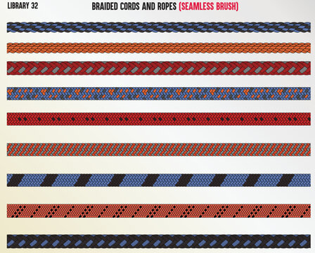 BRAIDED KNITTED WOVEN PATTERN CORD, ROPE, CABLE SEAMLESS BRUSH IN EDITABLE VECTOR