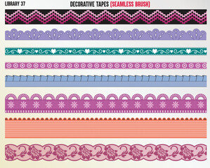 DECORATIVE TWILL TAPE SEAMLESS BRUSH IN EDITABLE VECTOR