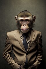 a monkey  wearing a suit - generative AI