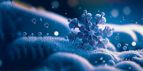 3D snowflake shape cold background, Generative AI.
