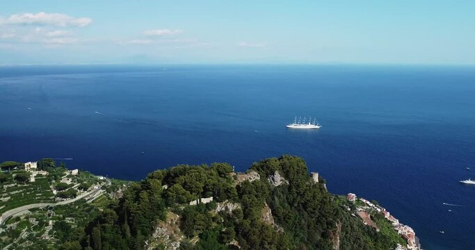 Positano, tourist destination on the Amalfi Coast, Italy. Picturesque village in famous Italian luxury tourists destination. Small white village nearby the sea, tourist resort of the Amalfi coast.