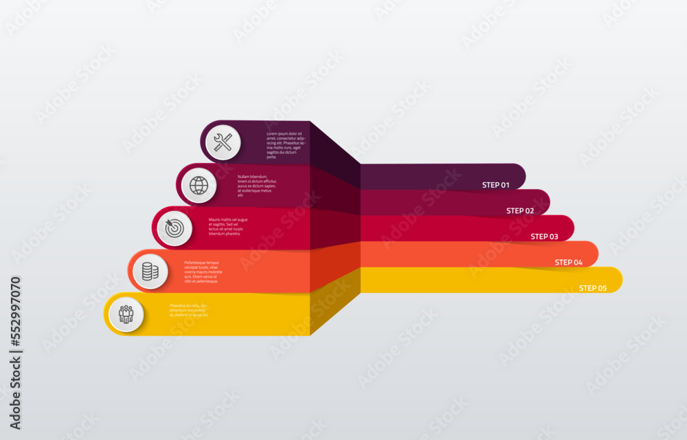 Poster vector modern infographic data design template. vector illustration with 5 steps and icons. can be u