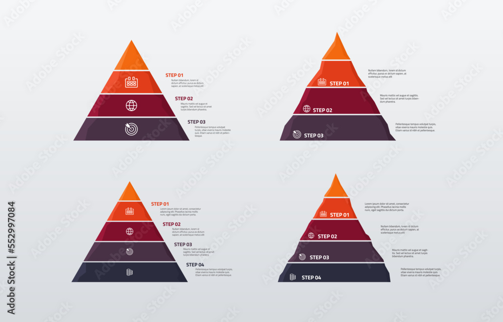 Poster set of vector modern infographic data design templates. vector illustration with 4 steps and icons. 