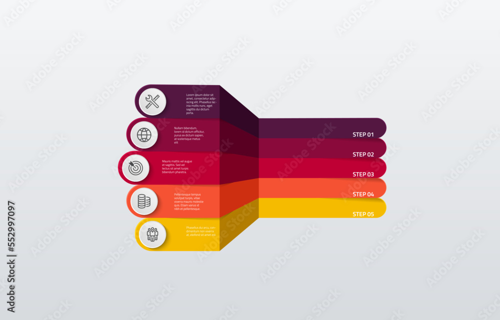 Poster vector modern infographic data design template. vector illustration with 5 steps and icons. can be u