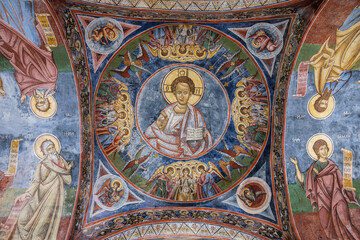 Fototapeta na wymiar old byzantine church ceiling painting