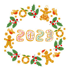Vector Merry Christmas New Year 2023 Gingerbread
