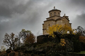 Naklejka premium lower small monastery at the Montenegro pilgrimage site of Ostrog