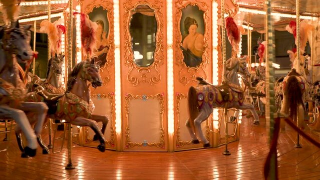 A cheerful merry-go-round in the Christmas season.