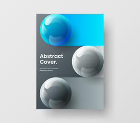 Geometric postcard A4 vector design concept. Fresh 3D balls corporate cover illustration.