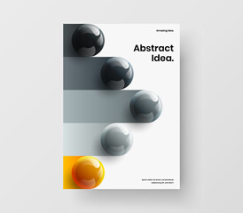 Bright front page design vector concept. Abstract 3D balls book cover layout.