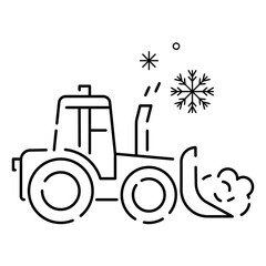 Snow removal Winter season service linear icons. Christmas. Studded tires for car. Customizable thin line contour symbols. Tractor